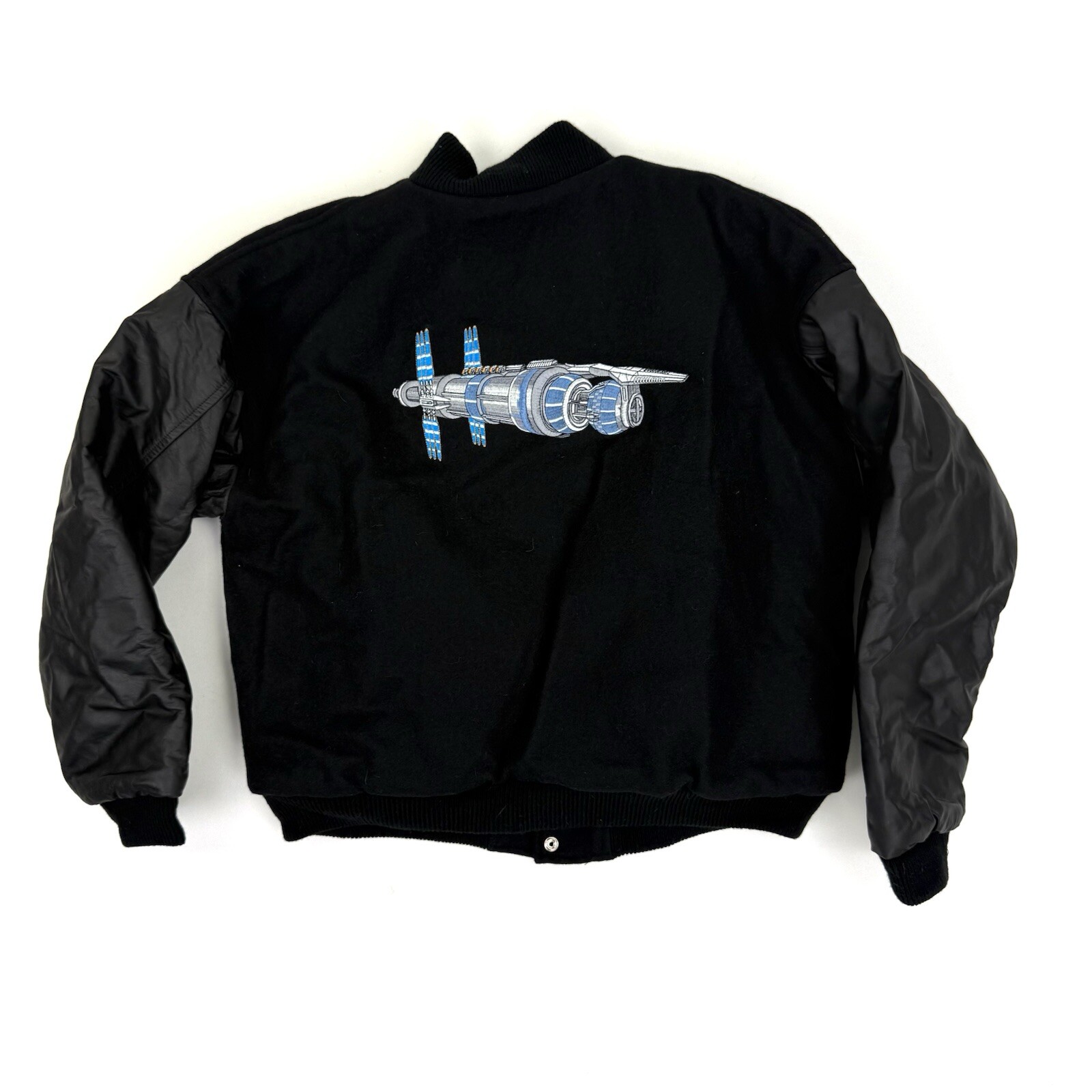 RARE Vintage Babylon 5 Men's Leather Wool Bomber Letterman Jacket Size L Sci-Fi image 2