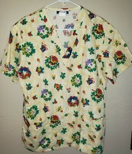 womens size small CHRISTMAS SCRUBS WREATHS ORNAMENTS UNIFORM WEAR BEST MEDICAL W