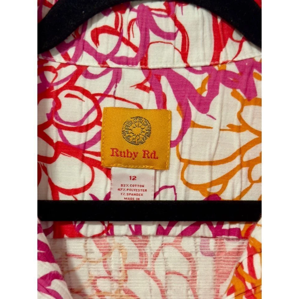 Ruby Rd. Floral Print Cotton Blazer Jacket Spring Summer Size 12 - Image 2 of 3