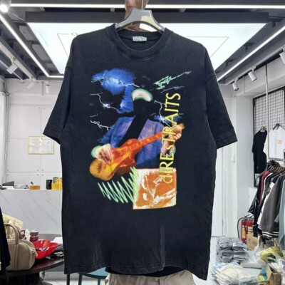 1992 Dire Straits On Every Street Black Short Sleeve Unisex Tshirt Reprint S-5XL