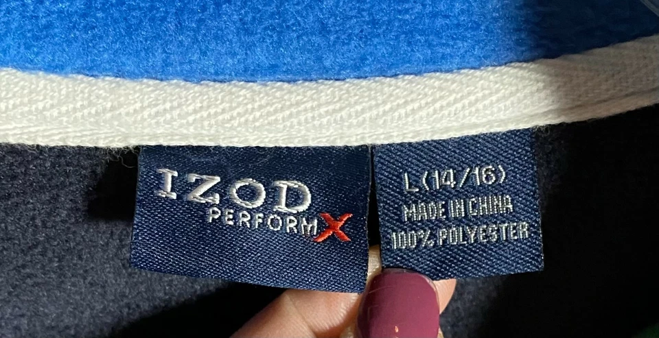 Izod PerformX 1/4 Zip Green Fleece Pullover Sweatshirt Kids Boy Size Large 14-16 - Image 4 of 4