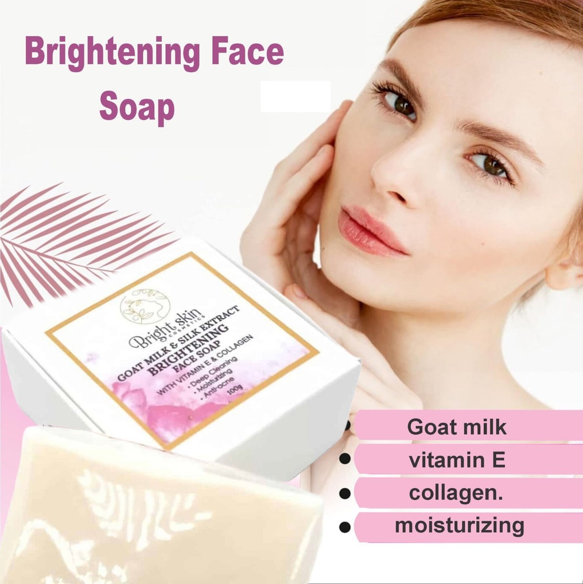 Goat Milk Soap Natural Cleansing Bar Control Remove Skin Mites Blackhead