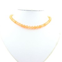 Steine Und MinéRaux. Halskette Perlen Chalcedon Orange 8 Mm Kette Aus Edelstahl