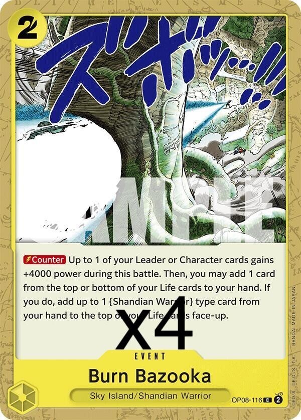 4X One Piece Card Game Burn Bazooka OP08-116 Common NM