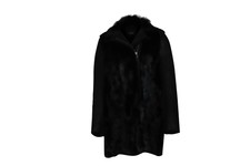 Maje Long Winter Coat In Black Fur Fr38