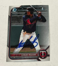 CARLOS AGUIAR SIGNED 2022 BOWMAN CHROME PROSPECT BASEBALL CARD ROOKIE AUTO