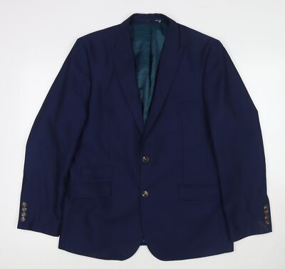 One Six 5ive Herren Blau Polyester Sakko Anzugjacke Größe 42 Regular