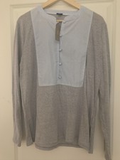 J Crew Tuxedo Bib Gray Shirt With Stripes Large NWT