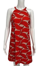 Ann Taylor Women's Sleeveless Bright Orange Striped A-Line Party Dress Size 2