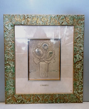Quadro in Argento, Girasoli, Omaggio a Van Gogh, Arredamento Elegante. Ag 925