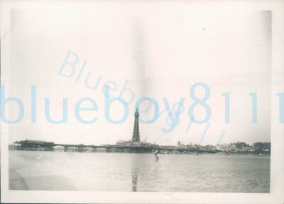 1940s Photo Blackpool South sands Tower from Boat on the sea 3.25x2.25''