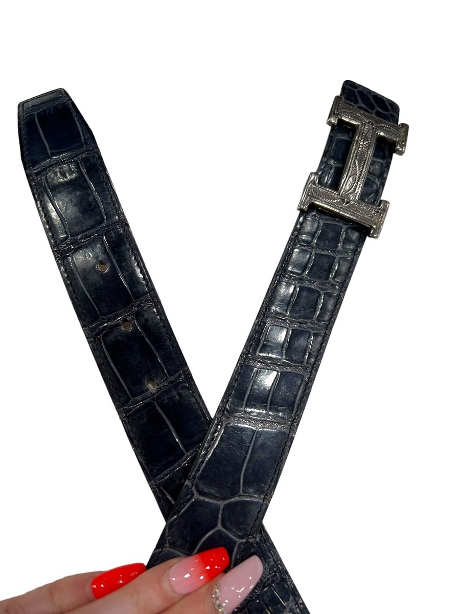 Hermes .925 H Buckle (RARE) Touraeg Croc & Reversible Belts Sz 85 Hermes .925 H Buckle (RARE) Touraeg Croc & Reversible Belts  main image 4