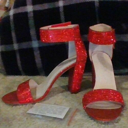 Red Rhinestone Heels Size 7 De Blossom Collection Pre Owned In Great Condition