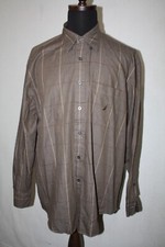 Nautica Dress Shirt Mens XL Brown Cotton Windowpane Long Sleeve