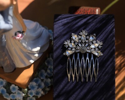 Peigne à Cheveux Art Déco Doré - Ovale Strass Blanc, Style 1920s, Neuf