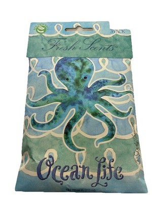 Fresh Scents Ocean Life Sachet 3-Pack Octopus Green Floral Sea Salt Air 2013