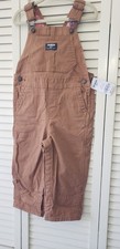 NWT Oshkosh B'Gosh Overalls 24M Brown With Red Plaid Cuff