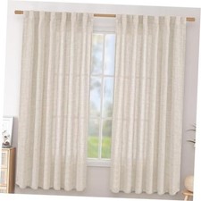 Curtains 63 Inch Length 2 Panels for Living Room 52"W x 63"L Pack of 2 Linen
