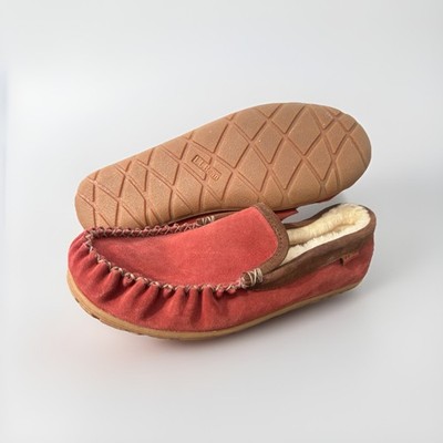 L.L.Bean Men\'s Wicked Good Moccasins Shearling Lined Suede Slippers LL Bean Mens 12M Dappled Suede Wicked Good Shearling Lined  main image 4