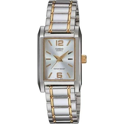 Casio Women s Silver Dial Analog Watch with Two Tone Bracelet - LTP-1235SG-7A