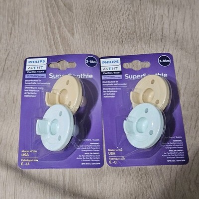 Philips Avent Pacifier 3-18M 2 Pack Lot of 2 Super Soothie