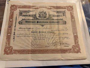 Vintage Standard Petroleum Company Stock Certificate From 1908