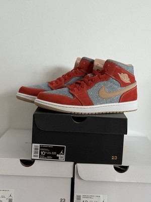 Jordan Air Jordan 1 Mid SE High Top Sneaker Denim/Wildleder Rot Blau EU 44,5