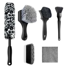 6 PCS Car Wheel Tire Brush Kit Rim Cleaner Shine Applicator Detailing Set