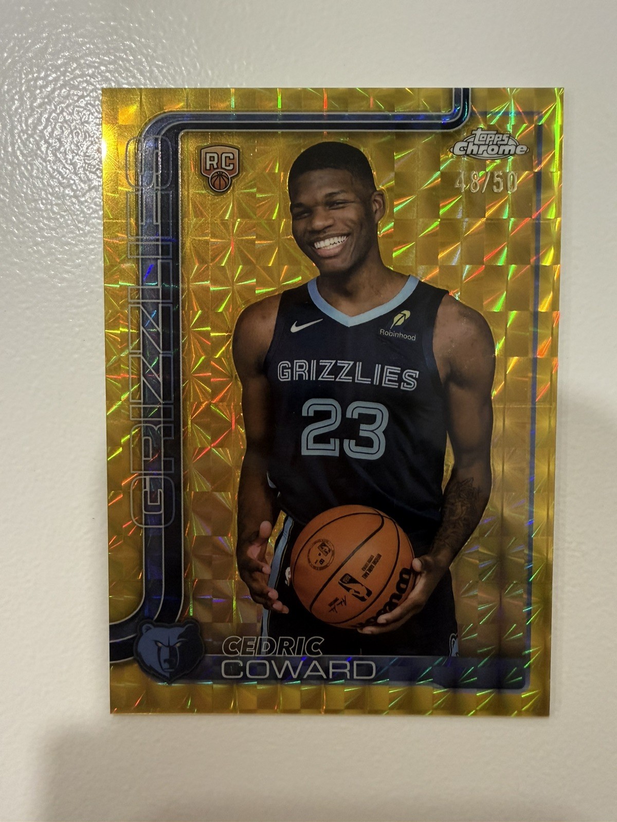 2025-26 Topps Chrome Cedric Coward RC /50 geometric ￼ Gold Refractor #261 Rookie