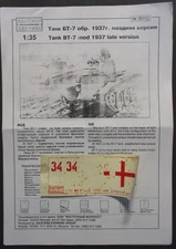 Eastern Express 1/35th Scale Russian BT-7 1937 - Directions from Kit No. 35112