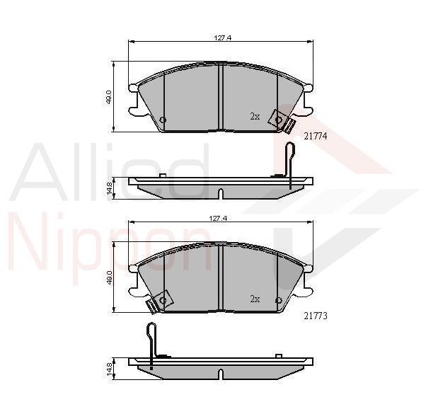 Brake Pad Set For Disc Front Fits Honda Accord Hyundai ALLIED NIPPON ADB3922