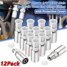 12Pack 3/8" Hydraulic Hose Fittings, 3/8" I.D. Hose x 3/8" NPTF Male with Protec