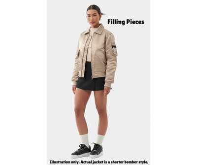 Filling Pieces Womens Bomber Jacket S Sand Beige Polyamide Full Zip Coat Shorter