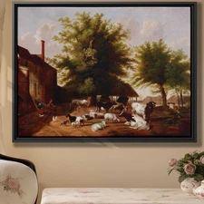 Vintage Farmhouse Animal Canvas Print Rustic Rural Wall Art Decor Animal Artwork