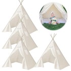 4 PCS Kids Teepee Tent Set - Washable Collapsible Sleepover Tents for Parties
