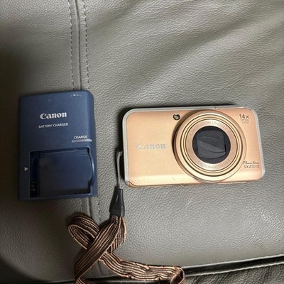 Canon PowerShot SX210IS Digital Camera 14.1 MP Gold Tested Working