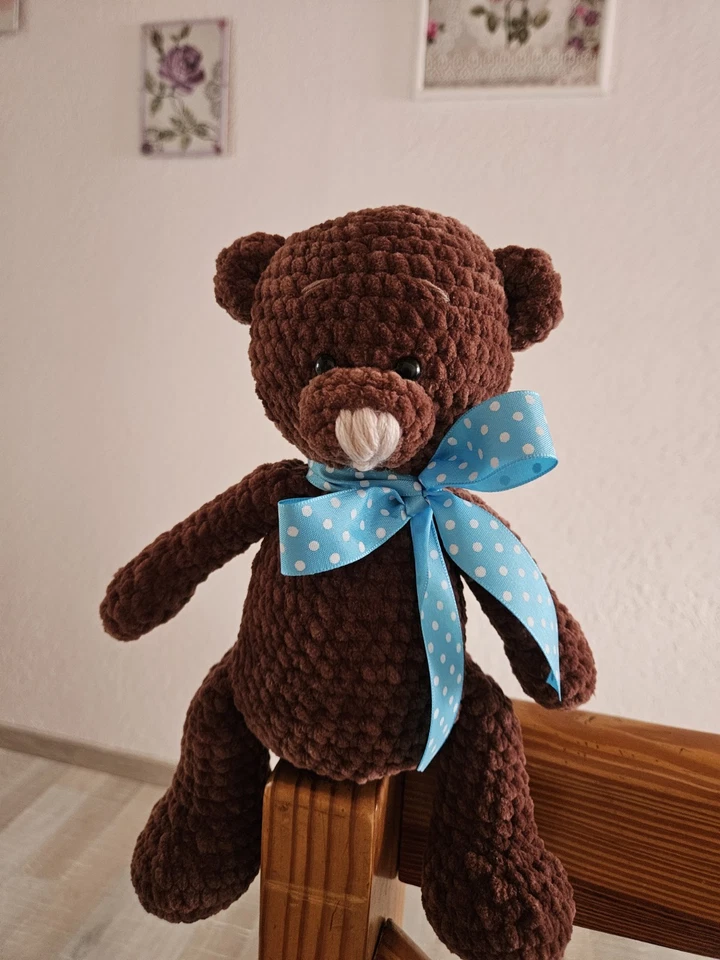 Deko Bär Teddybär Kuscheltier Plüschtier Handarbeit Gehäkelt Ein Geschenk  - Bild 2 von 4
