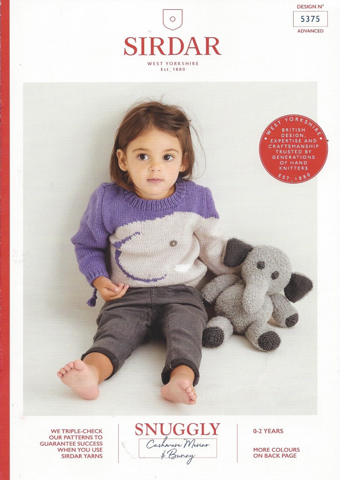 Sirdar Snuggly DK Knitting Pattern - 5375 Motif Sweater & Elephant Toy
