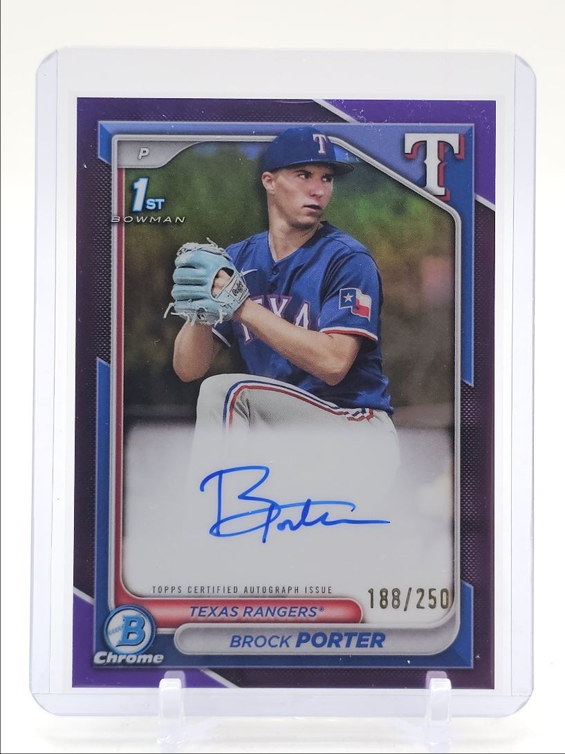 BROCK PORTER 2024 BOWMAN CHROME 1ST AUTOGRAPH PURPLE RANGERS AUTO /250 Q2885