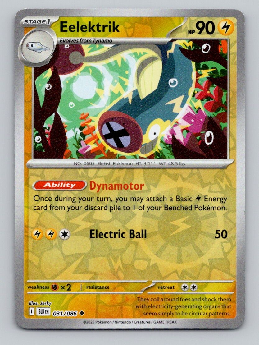Eelektrik 031/086 Uncommon Black Bolt Pokemon Reverse Holo Near Mint