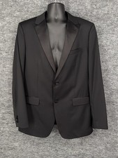 Theory Tuxedo Suit Jacket Mens 46L Black Wool Satin Peak Lapel 2 Button Formal