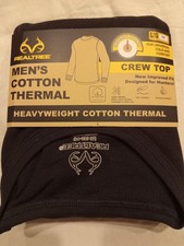 Realtree Men's Cotton Thermal Crew Top Black Men's Size Large