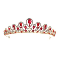  Queen Tiara Baroque Crown: Vintage Red Crown Headband Tiara Rhinestone