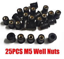 25X Well Nuts M5 Rubber Expansion Brass Bolts Windscreen Windshield Fairing 5mm