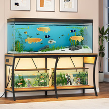 Heavy Duty 55-90 Gallon Fish Tank Stand with LED Light Power Outlets