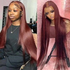 Reddish Brown 13x6 HD Lace Frontal Wig Straight Human Hair 4x4 5x5 Closure Wig
