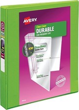 Avery Durable View 3 Ring Binder, 1 Inch Slant Rings, 1 Green Binder 17832 