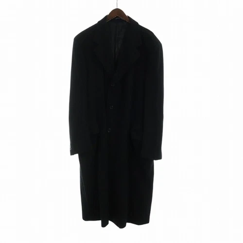 FENDI Cappotto Chester Vintage Lana Manica Lunga Logo Fodera Completa 56 XXXL Nero