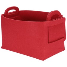 Felt Storage Bin, 7.9x5.1x4.9" Felt Storage Box with Handles, Red