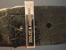 Dolce & Gabbana Genuine Crocodile Leather Belt Made in Italy Black Luxury Design
